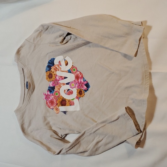 Old Navy 5t Floral Love Gray Long Sleeved Tee - Picture 1 of 1